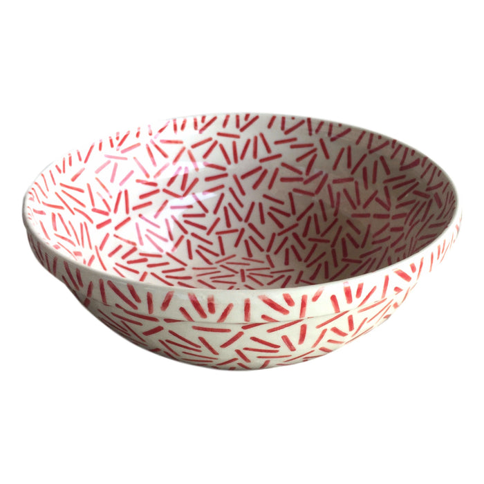 Opt Art Red - Medium Serving Bowl  Polish Ceramics - PasParTou