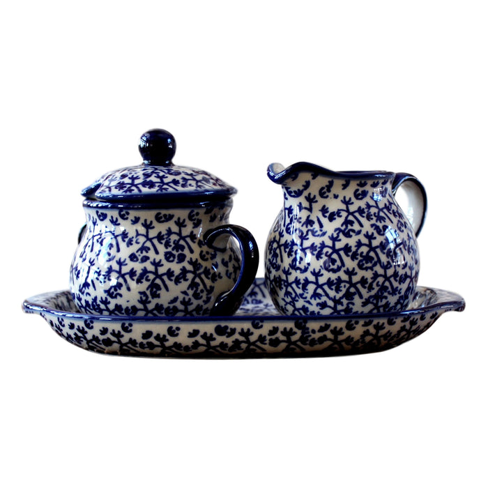 Blue Fern - Sugar Bowl and Creamer  Polish Ceramics - PasParTou