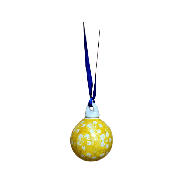Ornament - Polish Pottery - Yellow Flowers  Christmas Ornaments - PasParTou