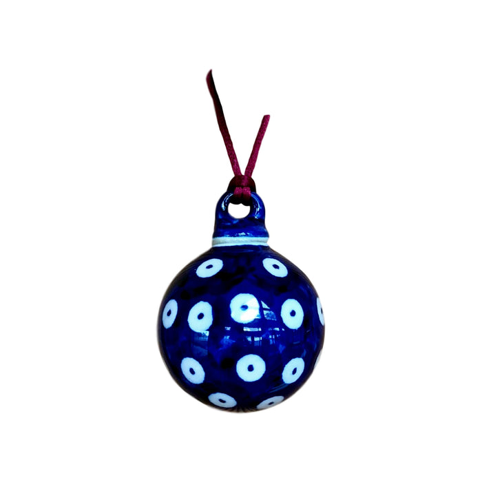 Ornament - Polish Pottery - Blue Dots in Dots  Christmas Ornaments - PasParTou