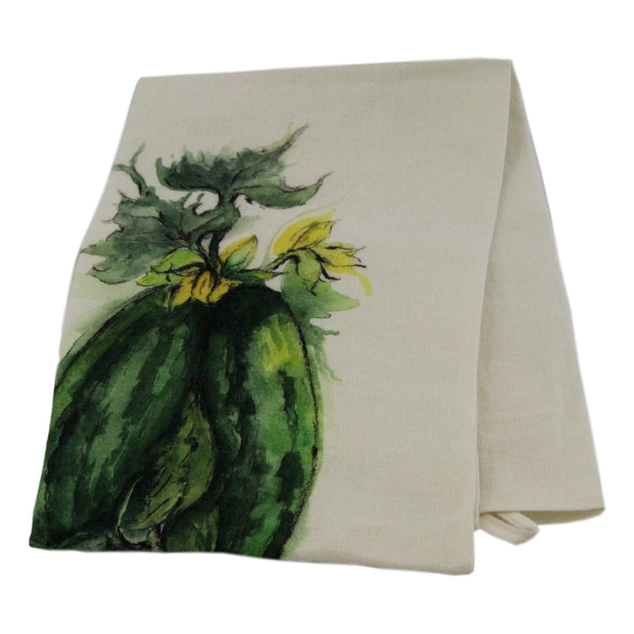 Teatowel Off White Soft Washed Linen with Squash Print  Teatowel - PasParTou