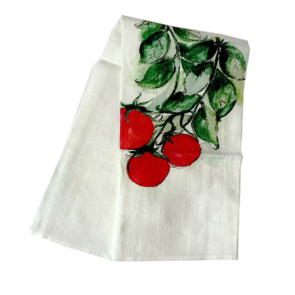 Teatowel Off White Soft Washed Linen with Tomatoes Print  Teatowel - PasParTou