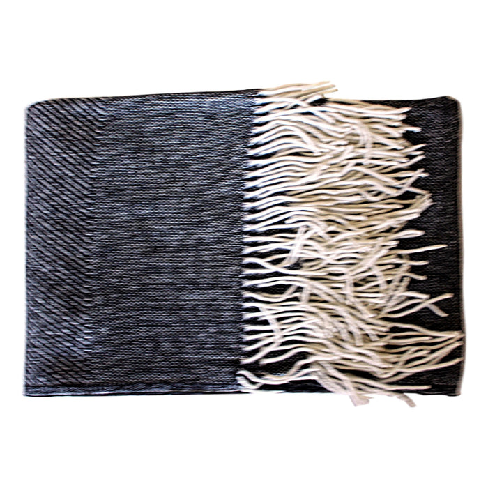 Throw - Black and Grey alternating Sharkskin, Diagonal Stripes and Herringbone patterns - Wool/Mohair  Throws - PasParTou