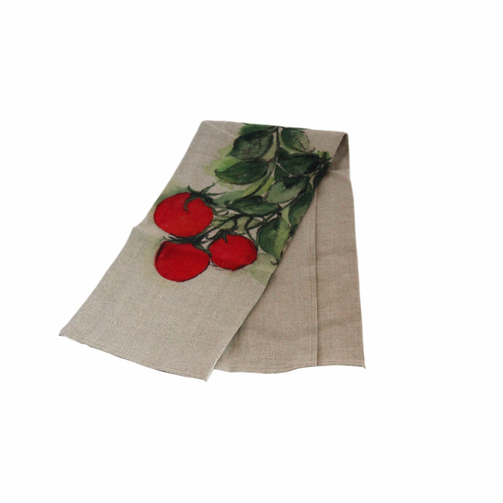 Teatowel Natural Soft Washed Linen with Tomato Print  Teatowel - PasParTou