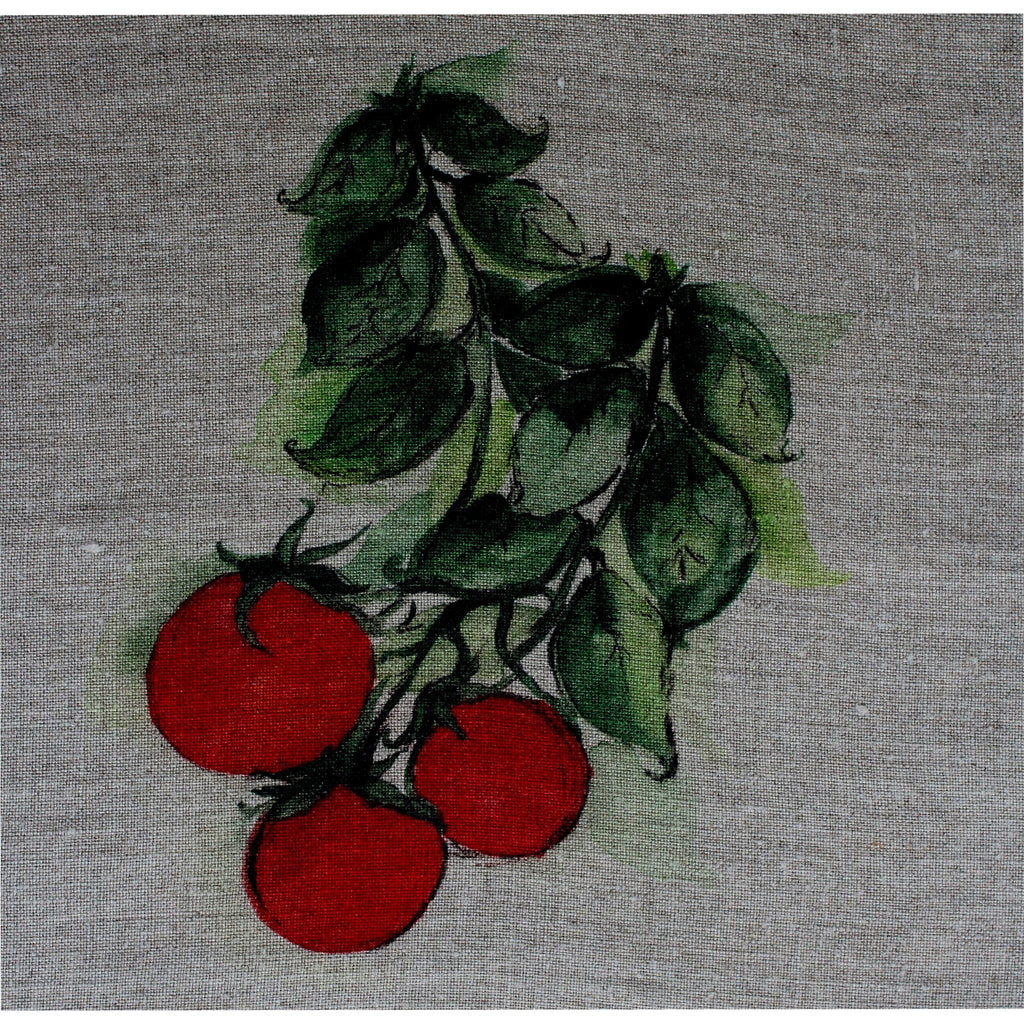 Teatowel Natural Soft Washed Linen with Tomato Print  Teatowel - PasParTou
