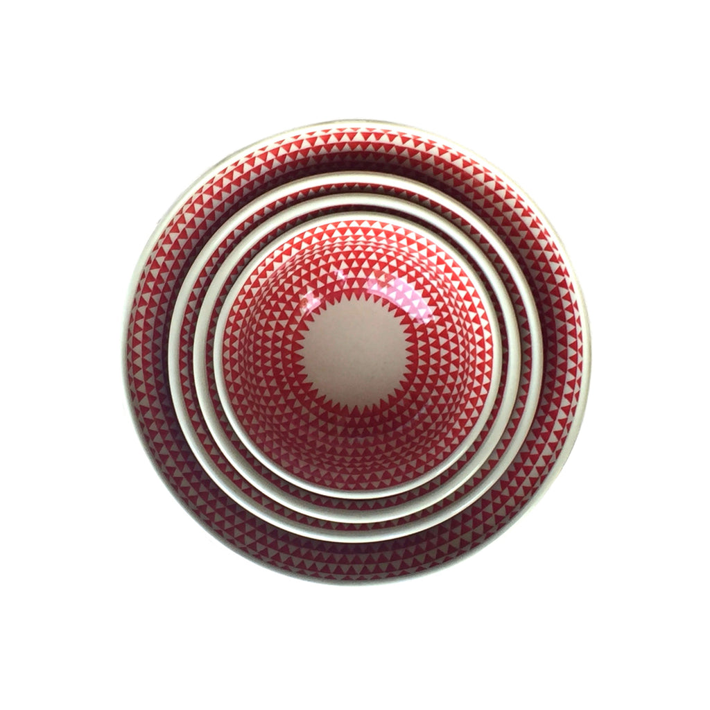 Triangles Red - Dessert Bowl  Polish Ceramics - PasParTou