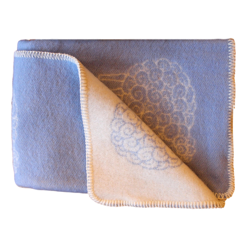 Organic Wool Baby Blanket - Soft Blue with Sheep  baby blanket - PasParTou