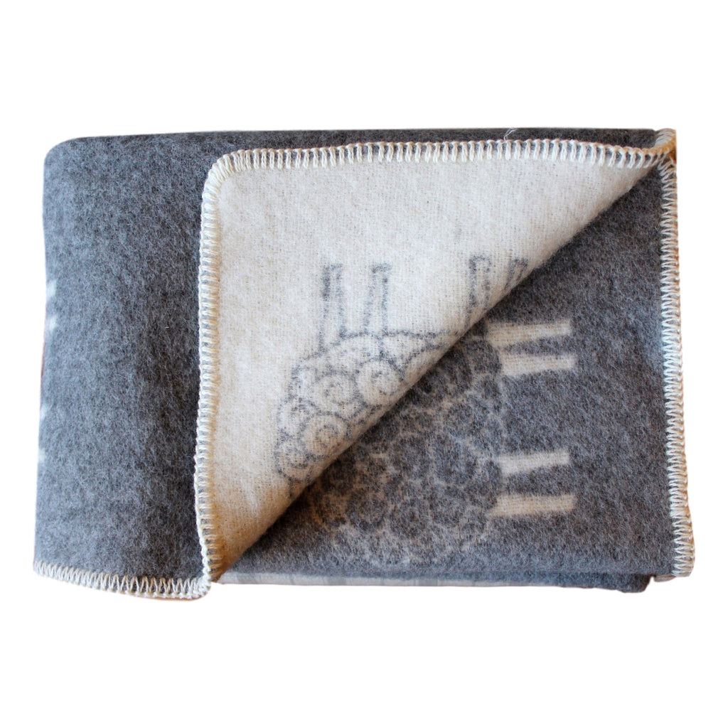 Organic Wool Baby Blanket - Soft Gray with Sheep  baby blanket - PasParTou