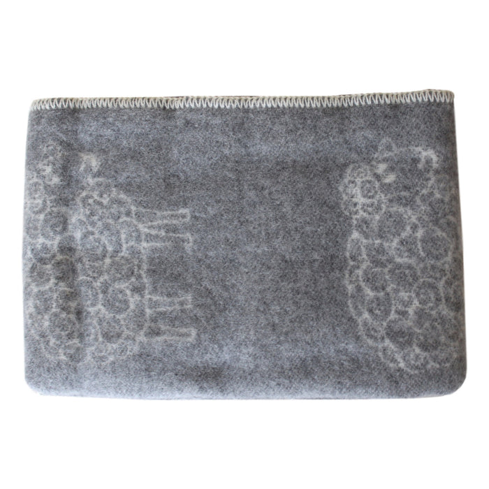 Organic Wool Baby Blanket - Soft Gray with Sheep  baby blanket - PasParTou