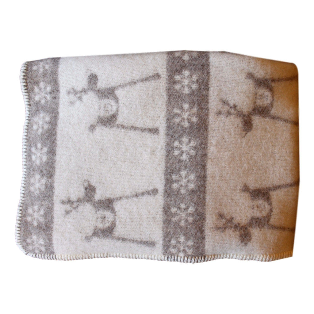 Organic Wool Baby Blanket - Reindeer & Snowflakes  baby blanket - PasParTou