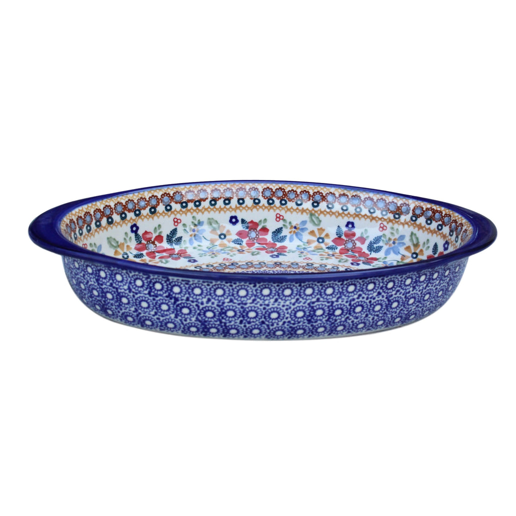 Harvest Floral 2 - Small Oval Baker  Polish Ceramics - PasParTou