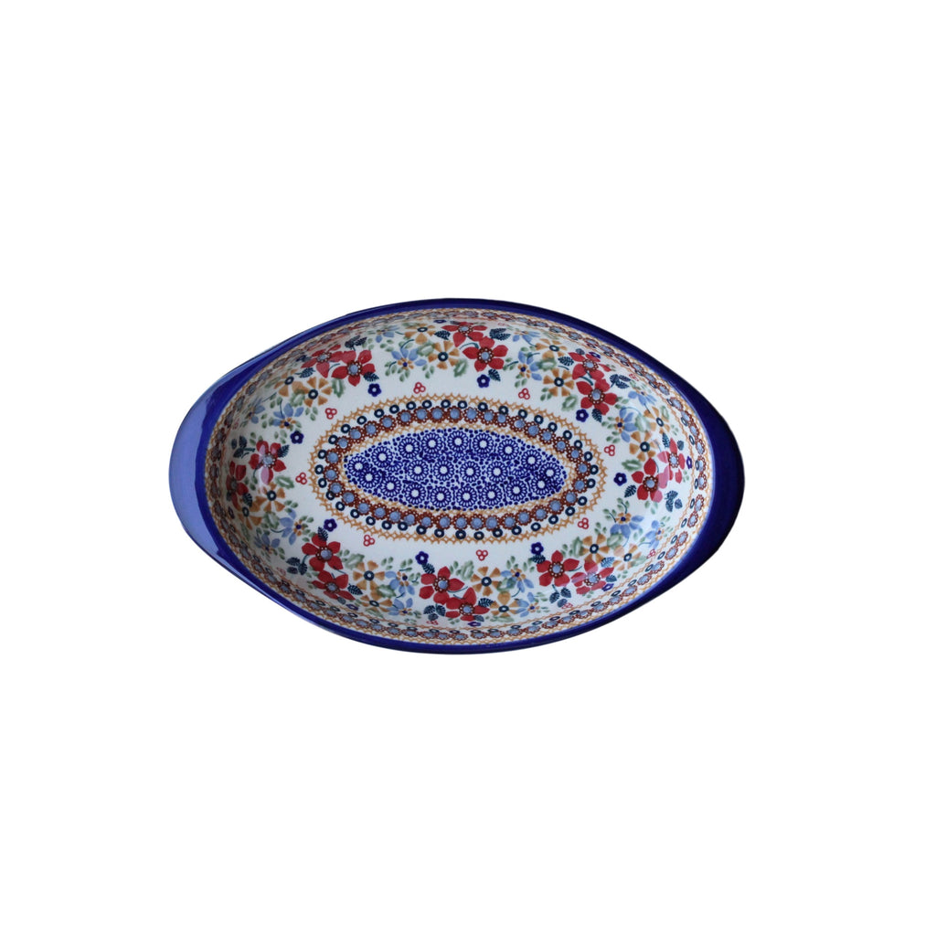 Harvest Floral 2 - Small Oval Baker  Polish Ceramics - PasParTou