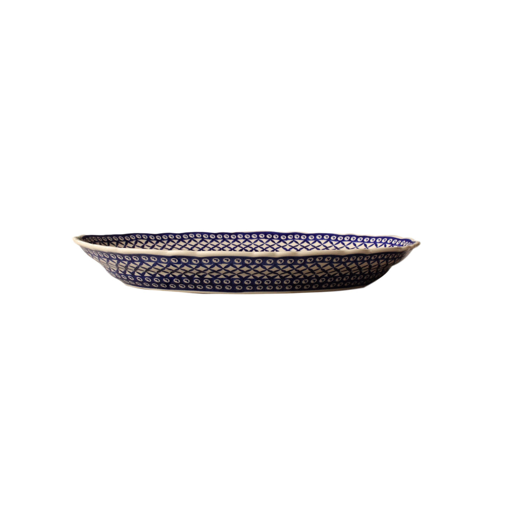 Lattice - Large Oval Serving Platter  Polish Ceramics - PasParTou