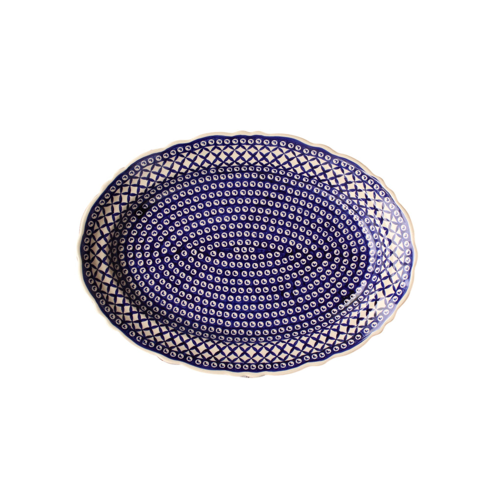 Lattice - Large Oval Serving Platter  Polish Ceramics - PasParTou
