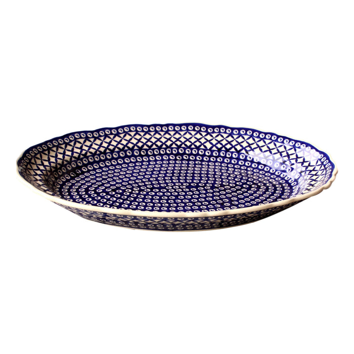 Lattice - Large Oval Serving Platter  Polish Ceramics - PasParTou
