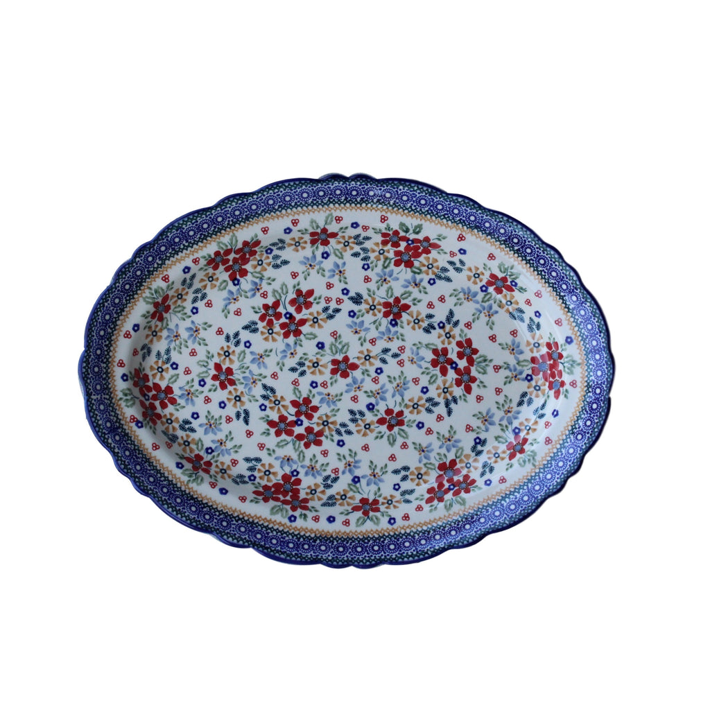 Harvest Floral - Large Oval Serving Platter  Polish Ceramics - PasParTou