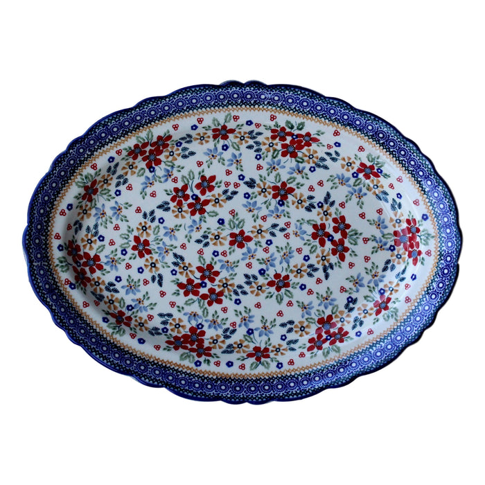 Harvest Floral - Large Oval Serving Platter  Polish Ceramics - PasParTou