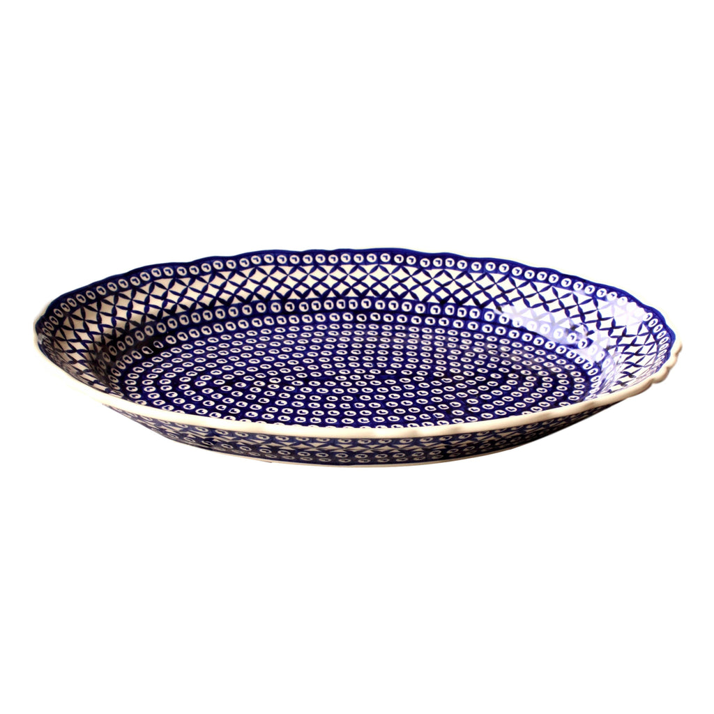 Lattice - Large Oval Serving Platter  Polish Ceramics - PasParTou