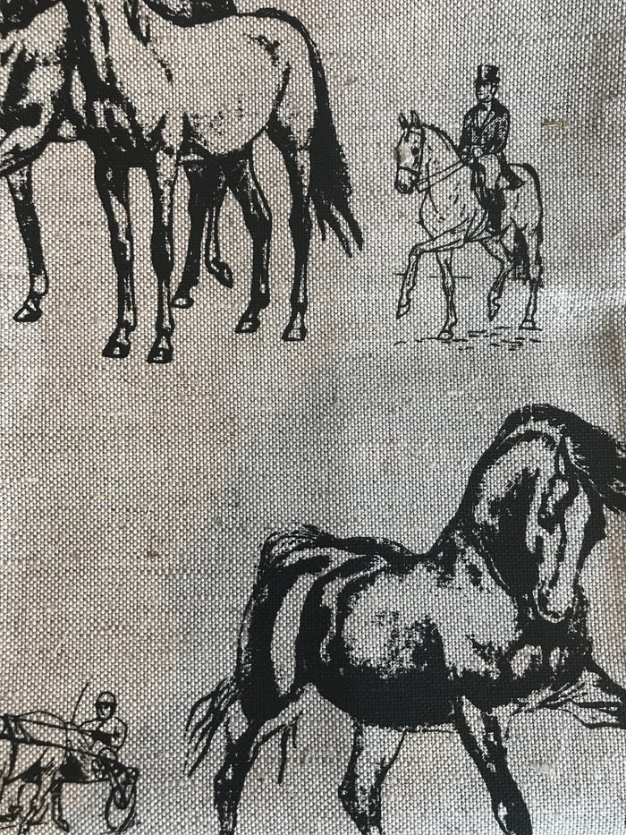 Teatowel - Natural Linen/Cotton with Black Horses  Teatowel - PasParTou