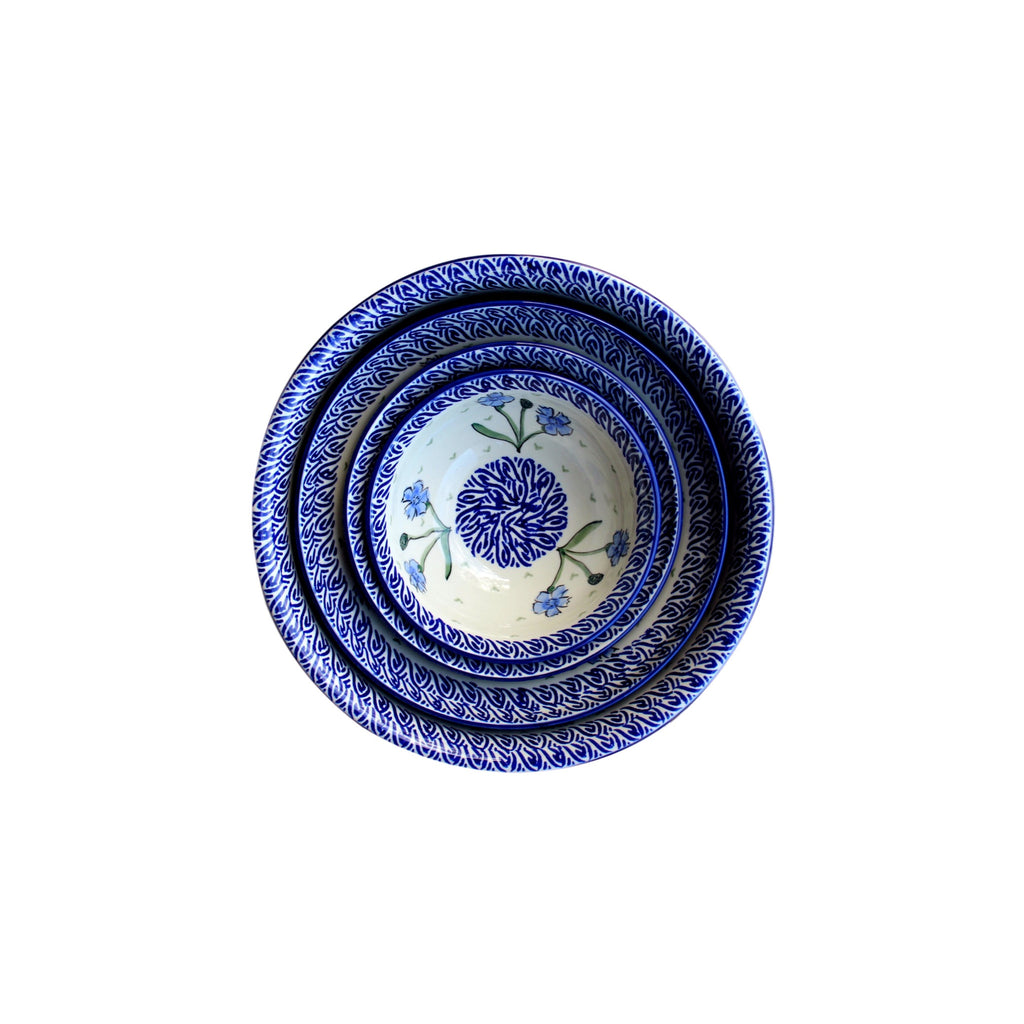 Blue Dahlia - Medium Serving Bowl  Polish Ceramics - PasParTou