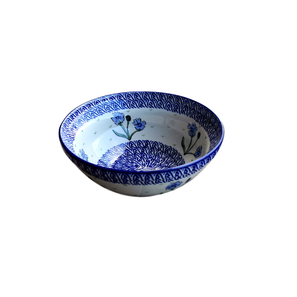 Blue Dahlia - Medium Serving Bowl  Polish Ceramics - PasParTou