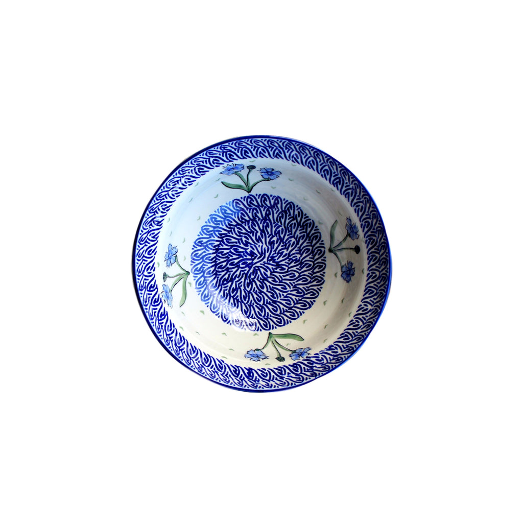 Blue Dahlia - Medium Serving Bowl  Polish Ceramics - PasParTou