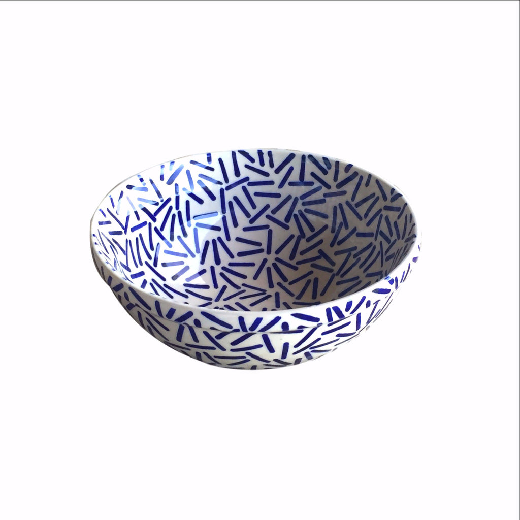 Op Art Blue - Medium Serving Bowl  Polish Ceramics - PasParTou