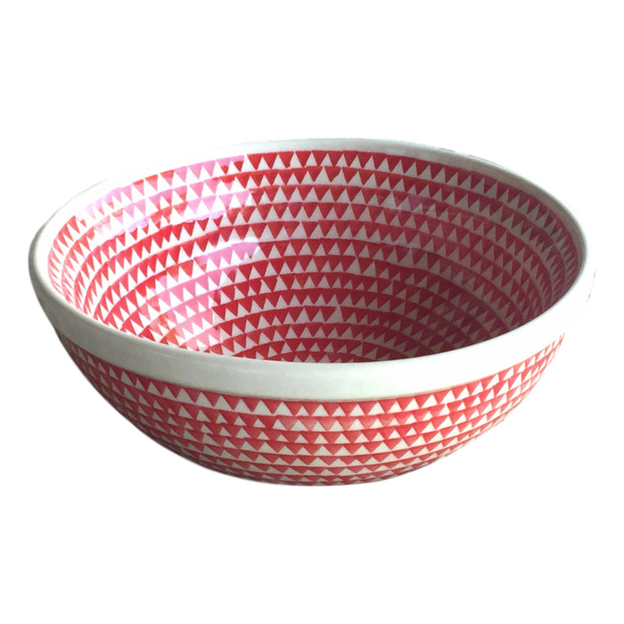 Triangles Red - Small Serving Bowl  Polish Ceramics - PasParTou