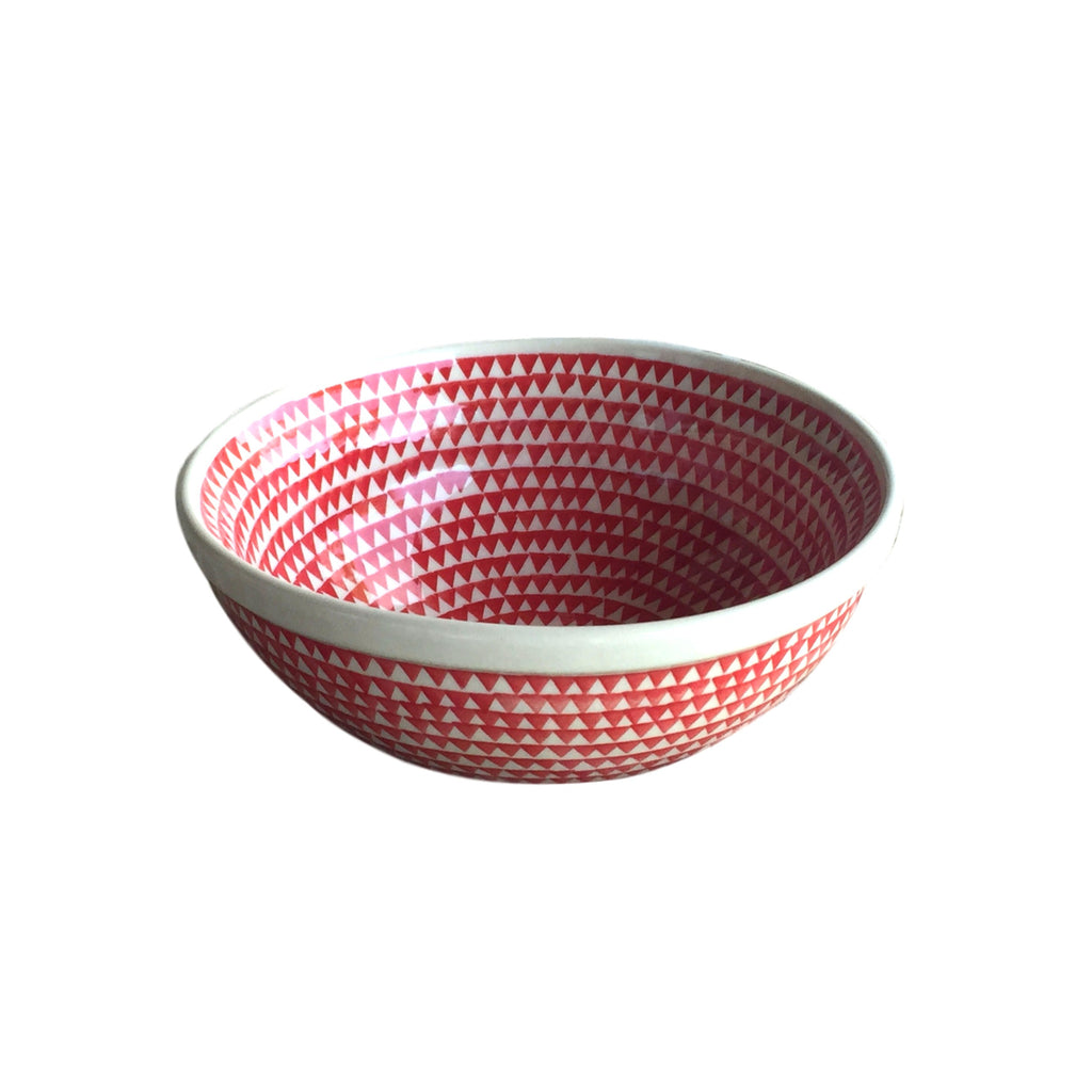 Triangles Red - Small Serving Bowl  Polish Ceramics - PasParTou