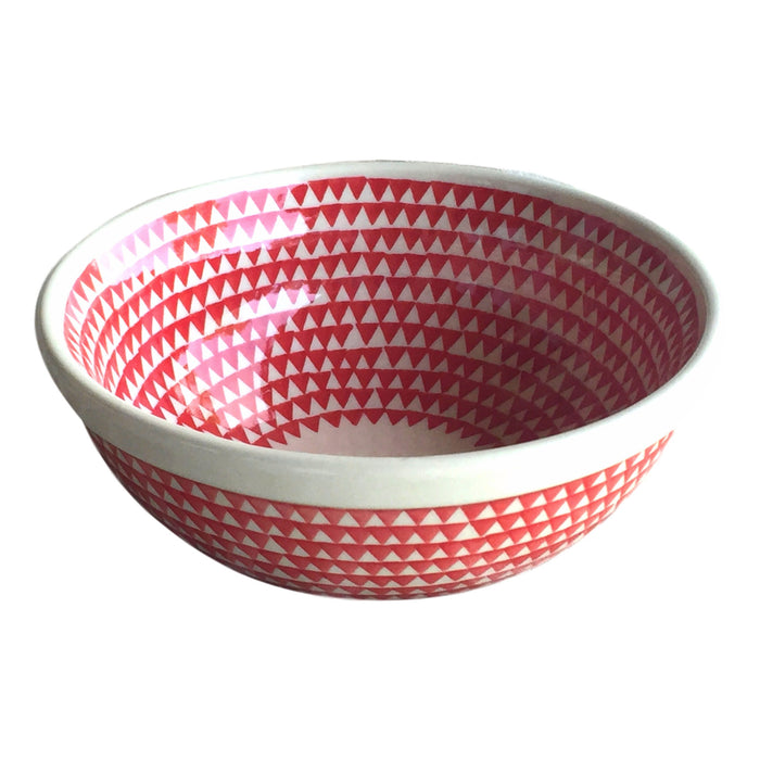 Triangles Red - Salad Bowl  Polish Ceramics - PasParTou