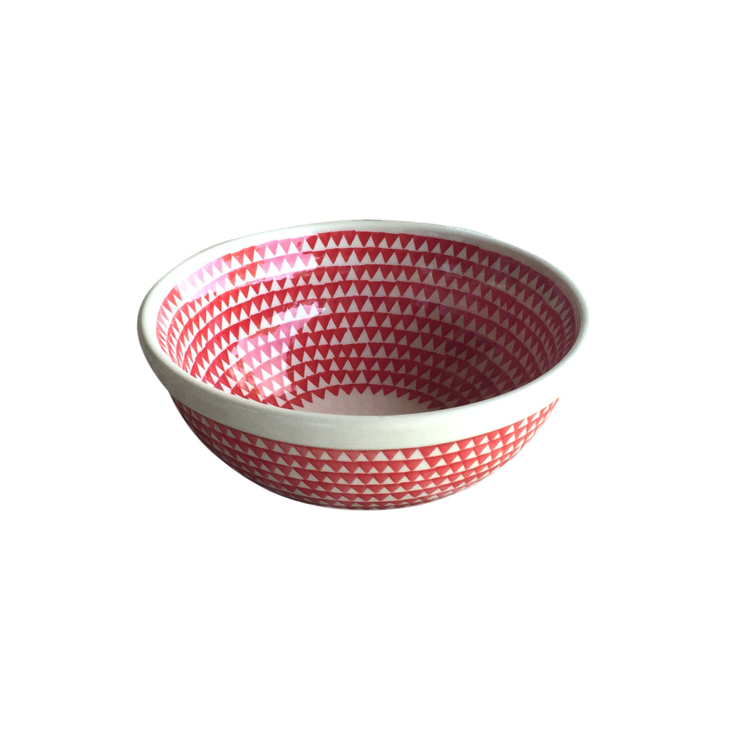 Triangles Red - Salad Bowl  Polish Ceramics - PasParTou
