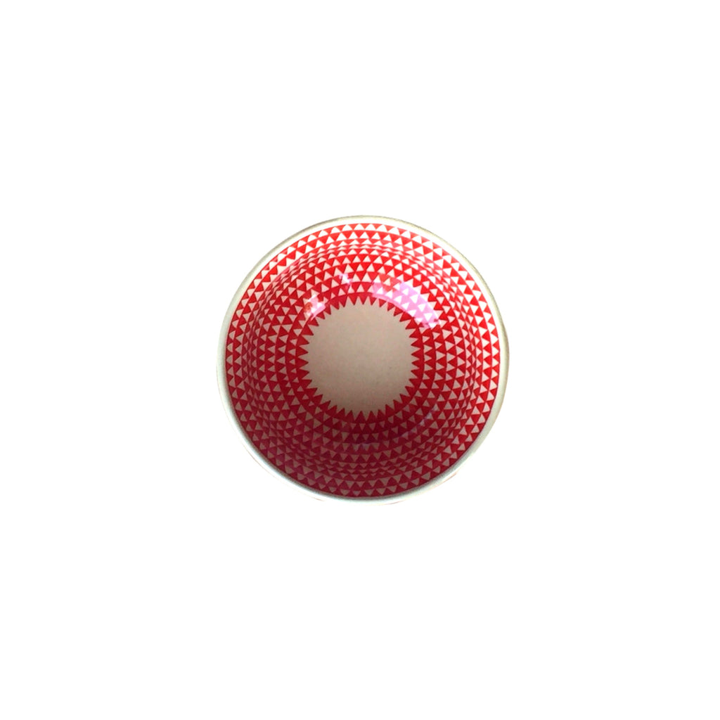 Triangles Red - Dessert Bowl  Polish Ceramics - PasParTou