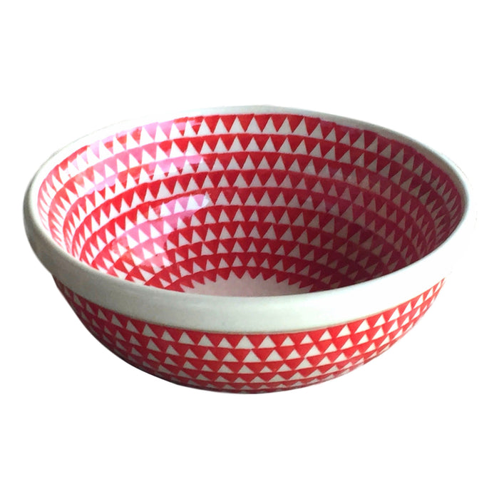 Triangles Red - Dessert Bowl  Polish Ceramics - PasParTou