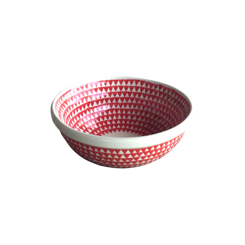 Triangles Red - Dessert Bowl  Polish Ceramics - PasParTou