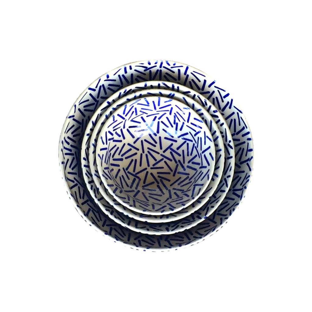 Op Art Blue - Small Serving Bowl  Polish Ceramics - PasParTou