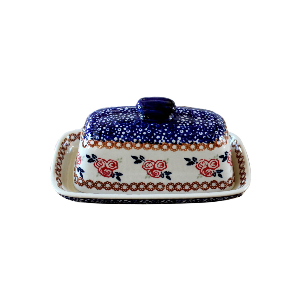 Red Rose - American Butter Dish  Polish Ceramics - PasParTou
