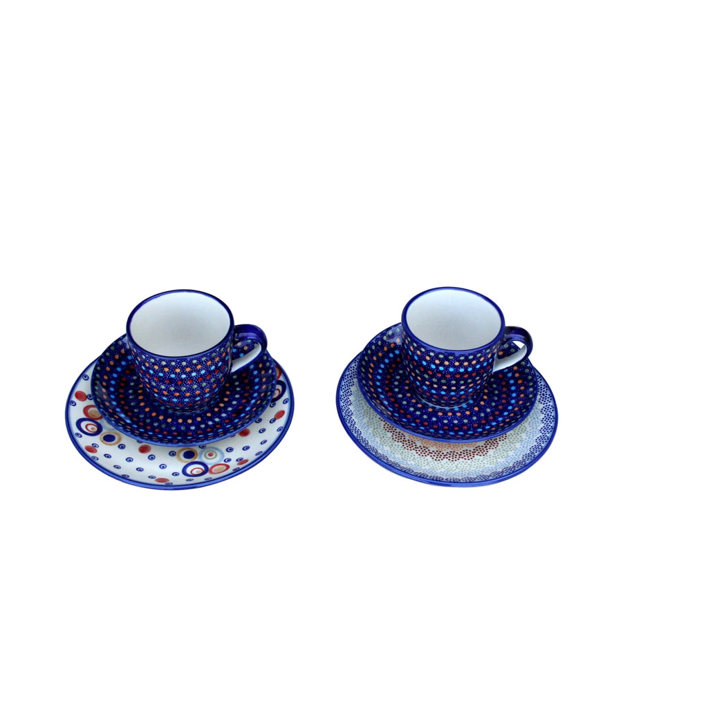 Multi Dots - Cappuccino Cup & Saucer - Set of 2  Polish Ceramics - PasParTou