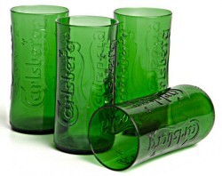Glasses - Recycled Carlsberg Glasses. S/4
