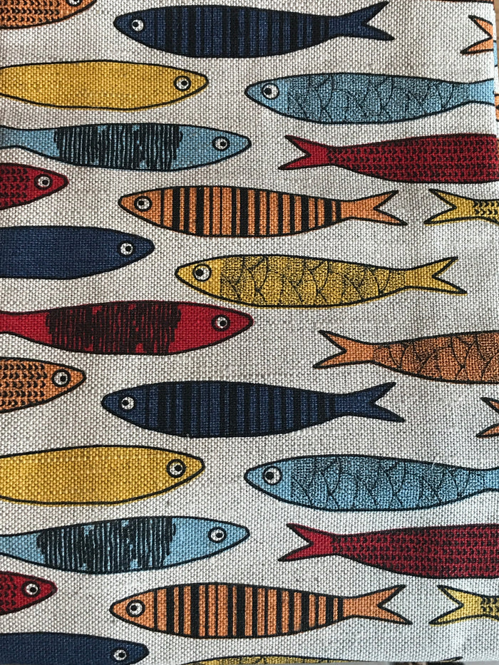 Teatowel - Natural Linen/Cotton Multi Color Fish  Teatowel - PasParTou