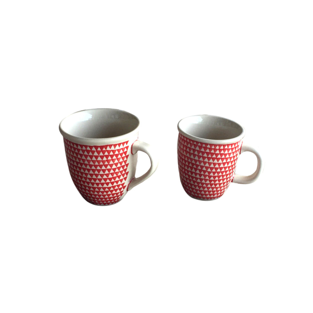 Triangles Red - Big Cup  Polish Ceramics - PasParTou
