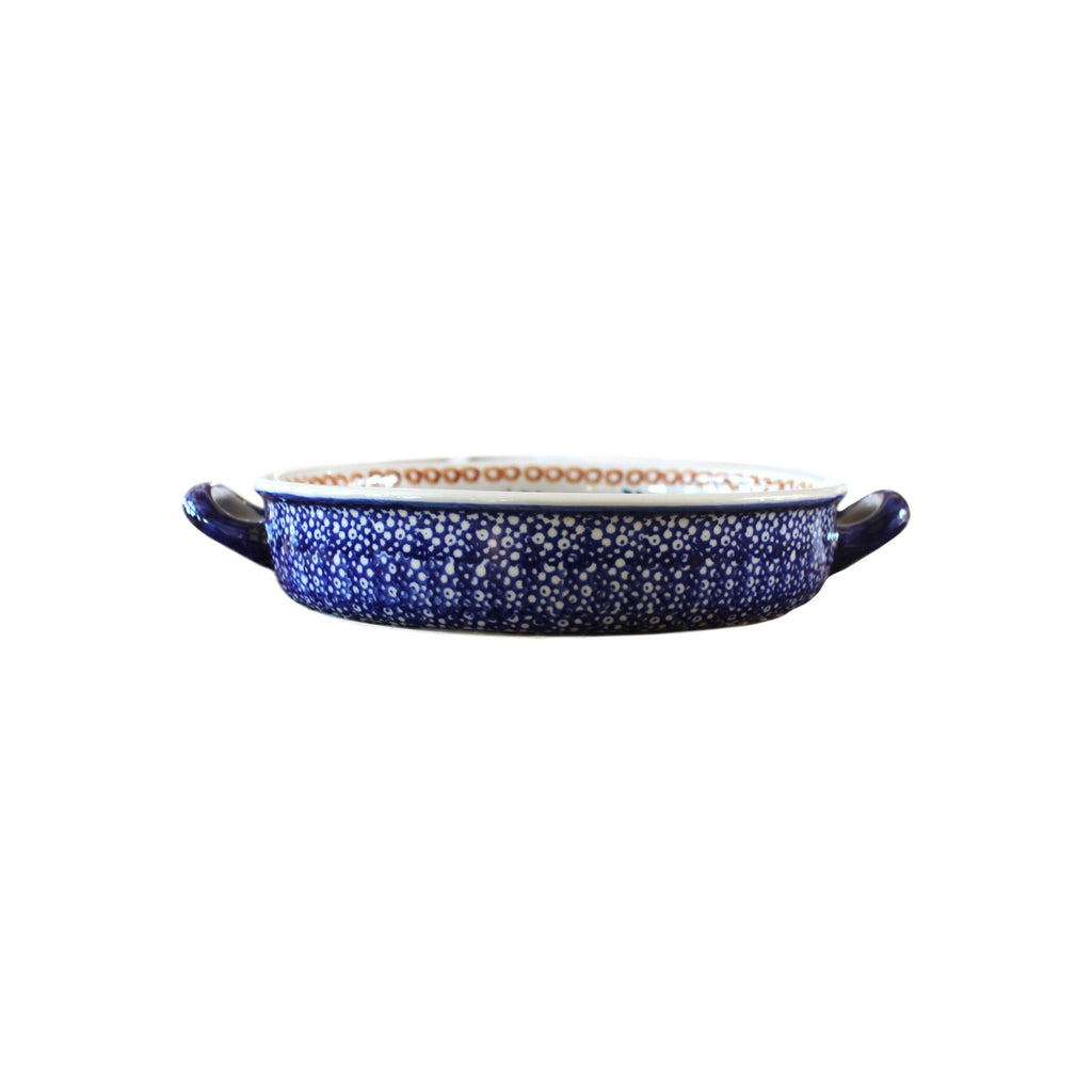 Red Rose - Small Round Baker with Handles  Polish Ceramics - PasParTou