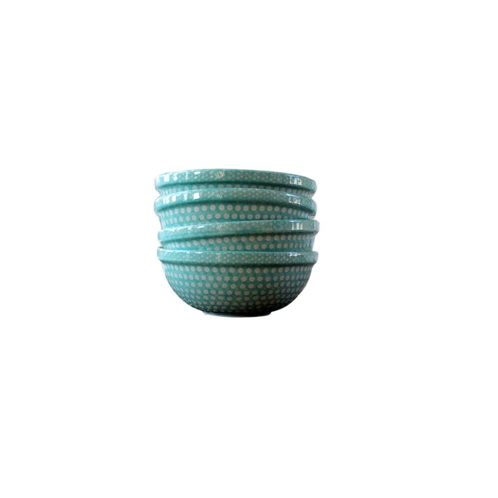 Dotty for Dots Mint - Dessert Bowl  Polish Ceramics - PasParTou