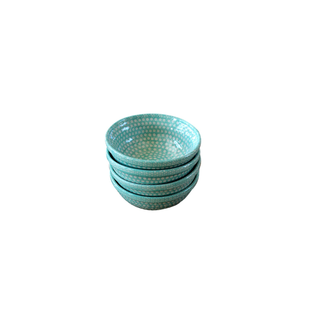Dotty for Dots Mint - Dessert Bowl  Polish Ceramics - PasParTou
