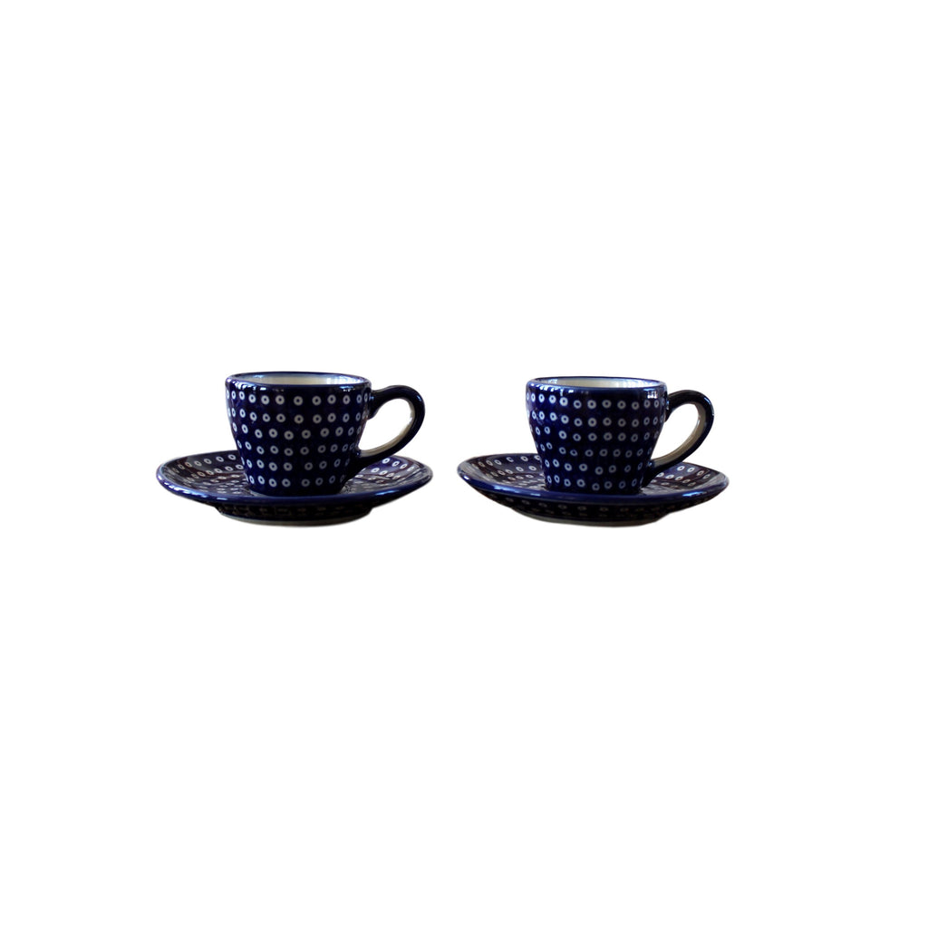 Dotty for Dots Navy - Espresso Cup - Set of 2  Polish Ceramics - PasParTou