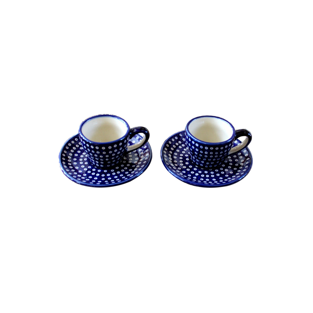 Dotty for Dots Navy - Espresso Cup - Set of 2  Polish Ceramics - PasParTou
