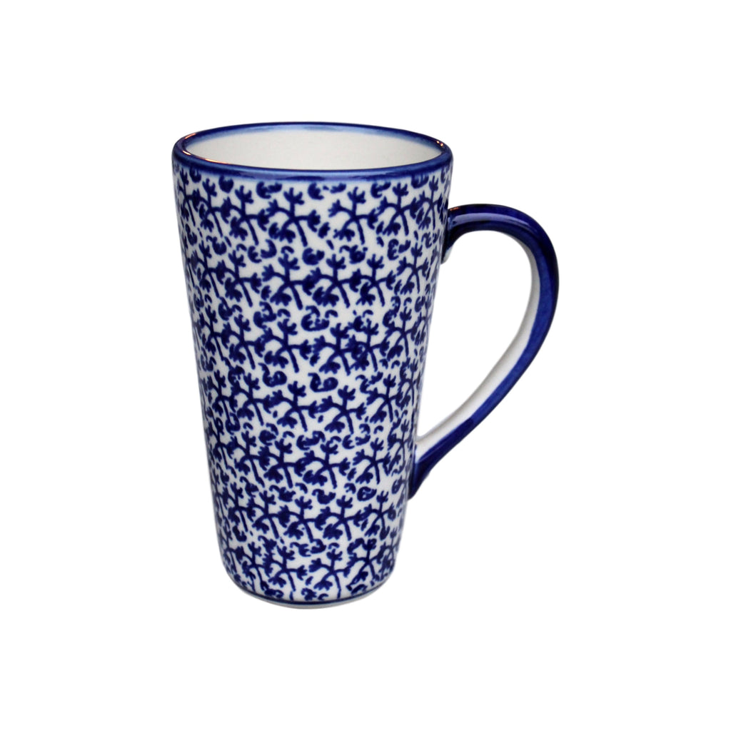 Blue Fern -  Tall Mug  Polish Ceramics - PasParTou