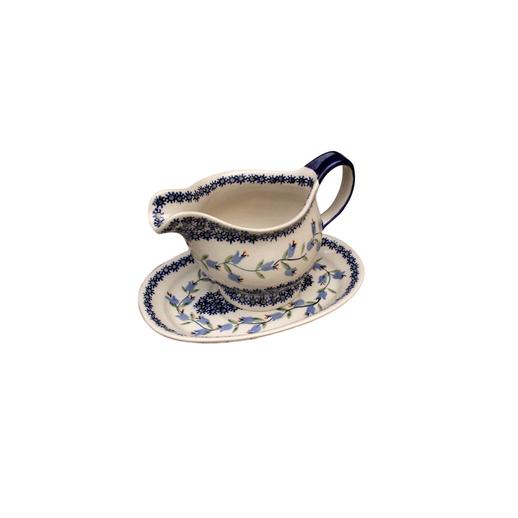 Bluebells- Gravy Jug with Saucer  Polish Ceramics - PasParTou