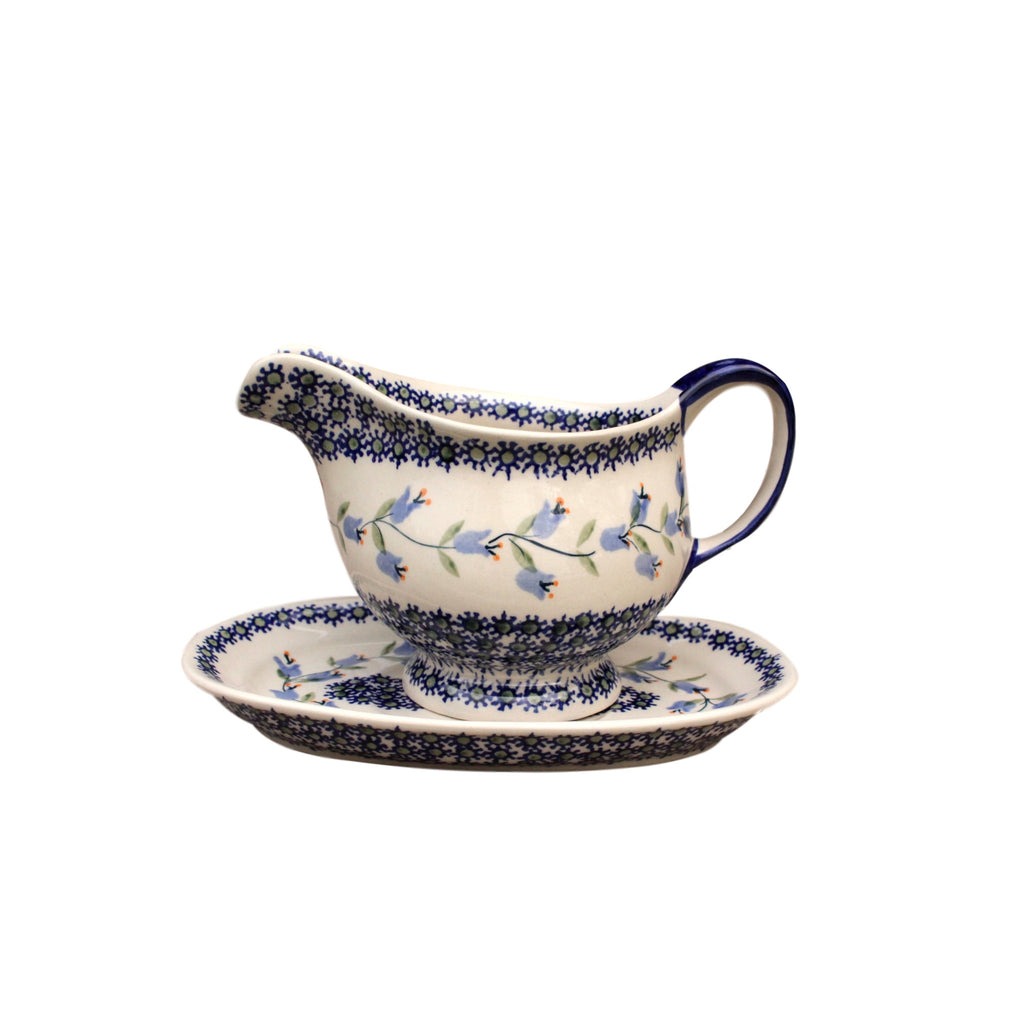 Bluebells- Gravy Jug with Saucer  Polish Ceramics - PasParTou