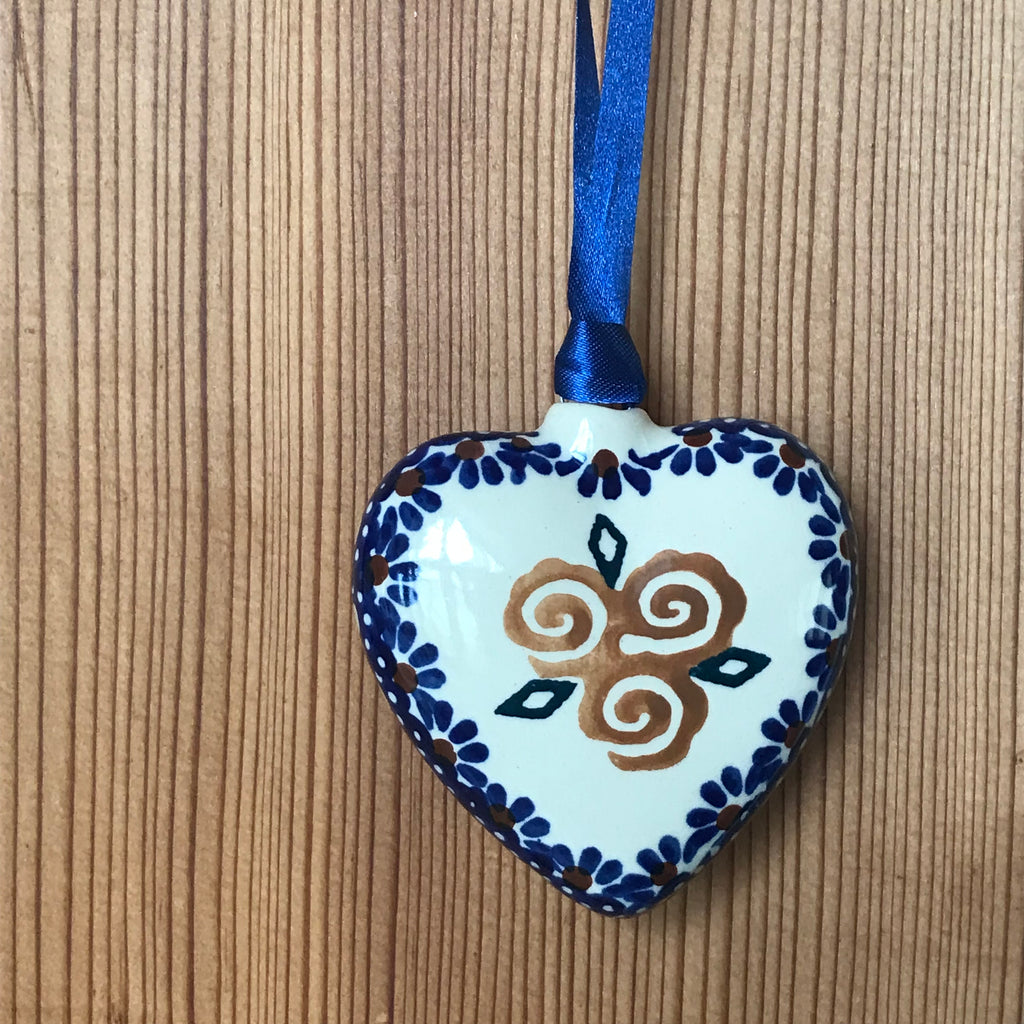 Ornament - Polish Pottery - Heart  Christmas Ornaments - PasParTou
