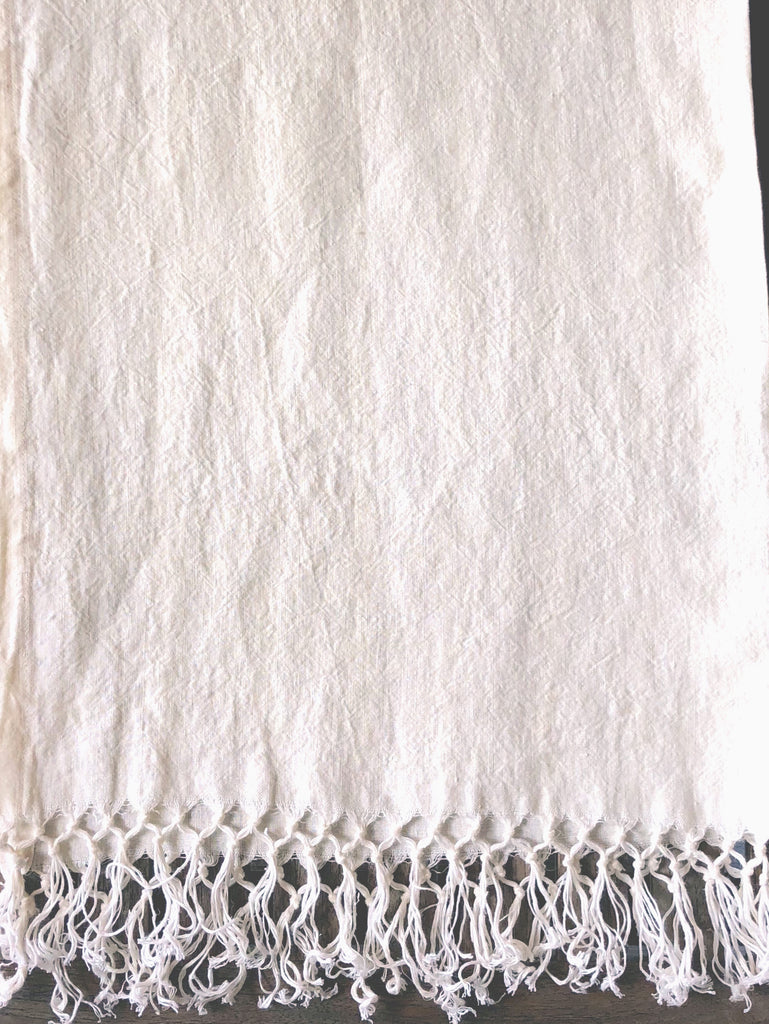 Runner - Softwashed Linen Fringed Runner - off white - 34" wide  runners - PasParTou